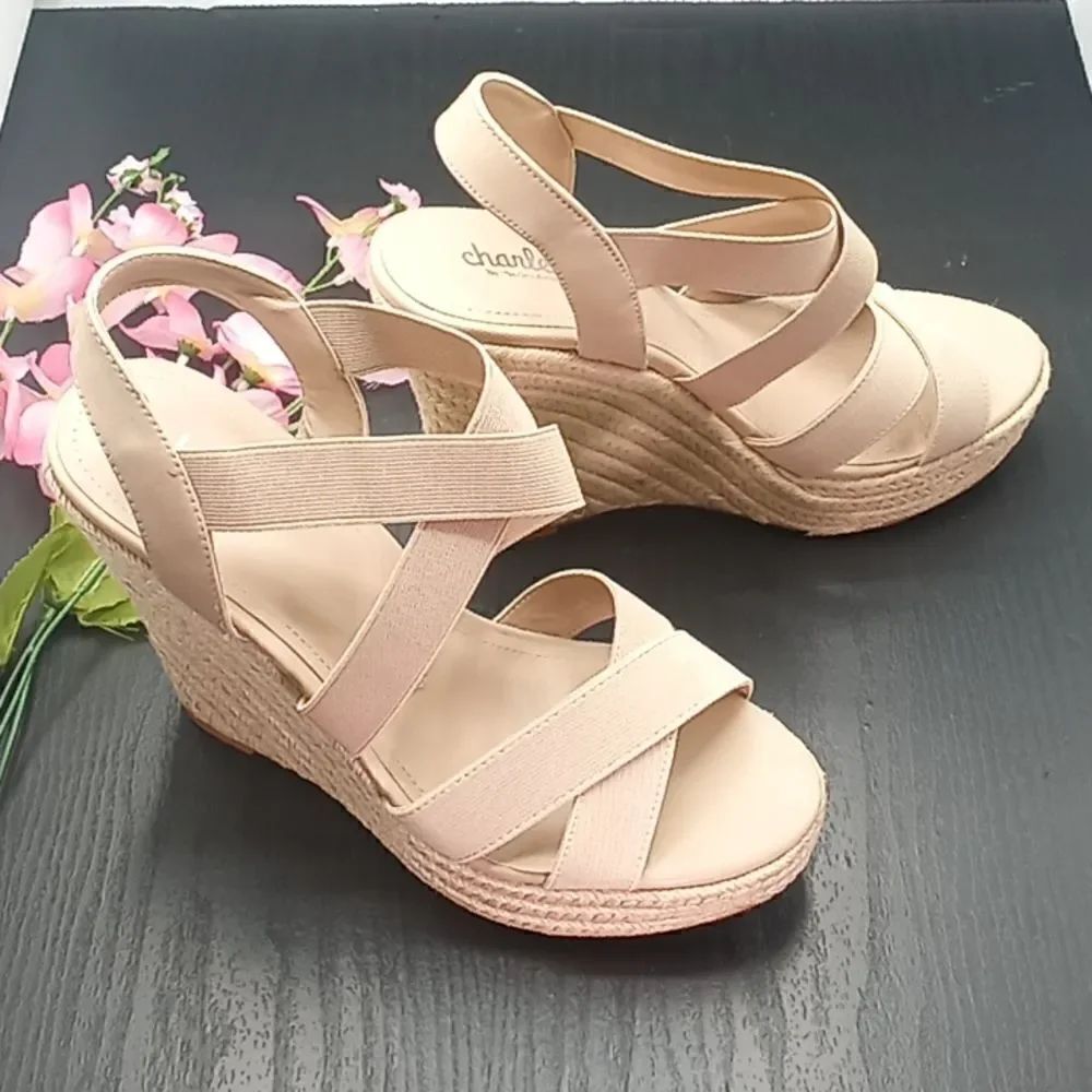 Charles David Alyce Faux Leather Wedge Sandals Shoes Size 11